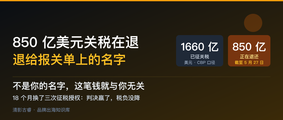 美国市场出海解析:850亿美元关税正在退,报关单不是你的名字就拿不到